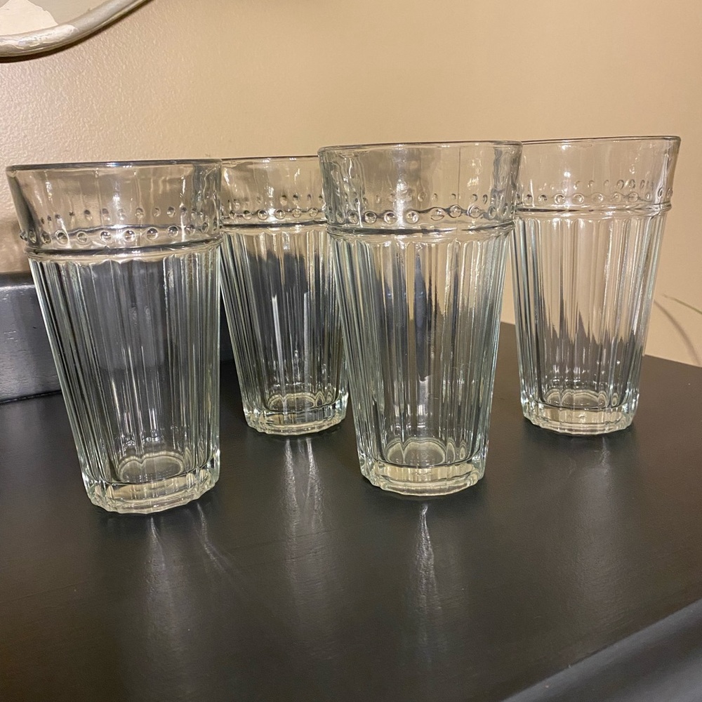 Set of 4 Anchor Hocking Olivia 16 Oz Flat Tumblers Excellent Condition!